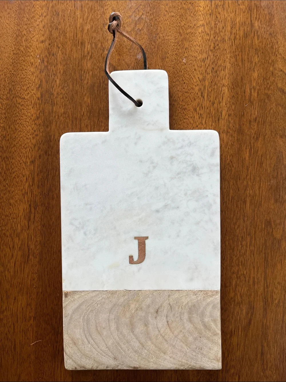 Marble & Wood Monogram Serving Board